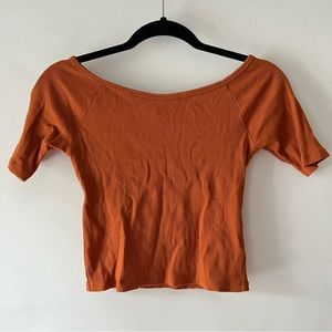 Forever 21 burnt orange ribbed off shoulder top